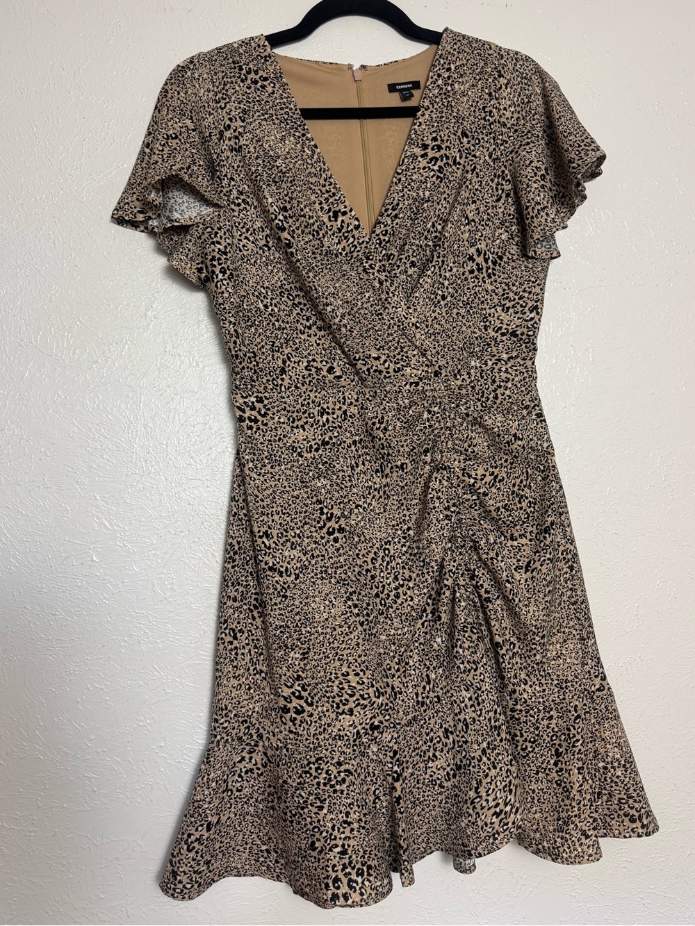 EXPRESS Cheetah Print Plunge Neck Mini Dress